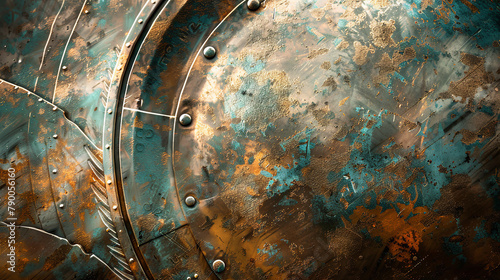 Textured Metal Shield with Rust and Verdigris