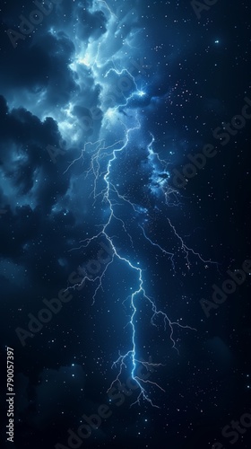 Ethereal Cosmic Clouds with Brilliant Blue Lightning