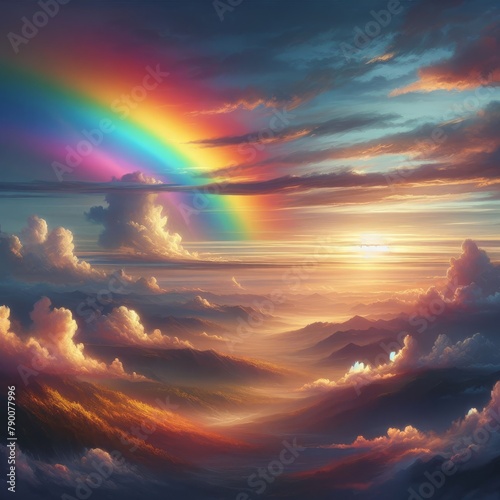 rainbow sparkles above the clouds