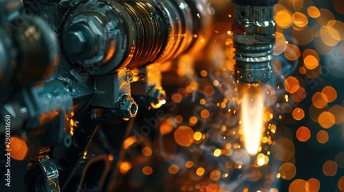 engine's spark plug igniting the fuel-air mixture, creating the power that drives the machine