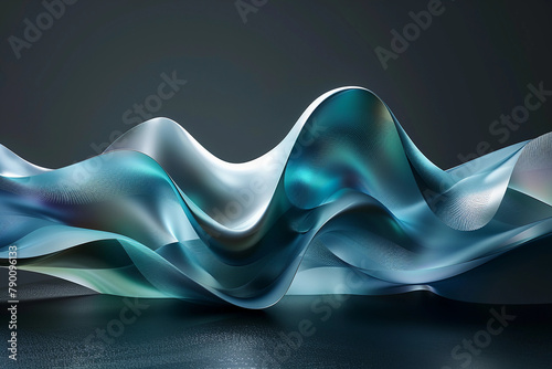 Abstract design of an elegant, curved form with blue and green gradients