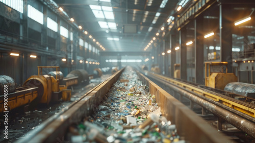 Efficient sorting process in a recycle factory with conveyor belts and robots