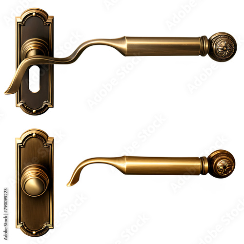 A set of vintage brass door handles Transparent Background Images 