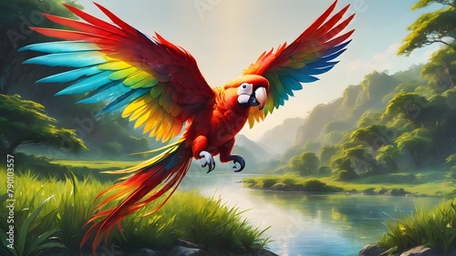 parrot on a river
