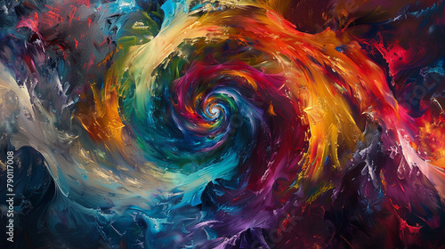 Dynamic swirls and spirals of vibrant hues, creating a whirlwind of energy and excitement on the canvas.