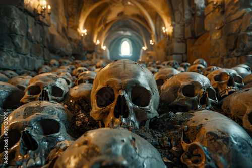 Hundreds of skulls in catacombs