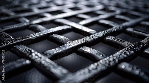 Close up of metal grid net texture, metallic abstract background backdrop