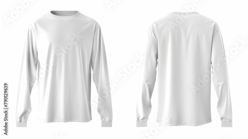 The basic long sleeve shirt mockup is a white t-shirt mockup with front and back views. The long sleeve design may be printed on the shirt.
