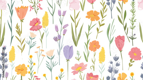 Floral pattern seamless botanical background. Field a