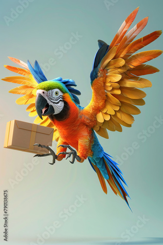 parrot with box delivery concept