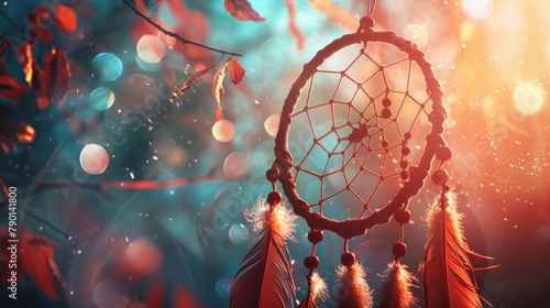 Behold the stunning dream catcher adorned with delicate feathers an emblem of beauty and dreams