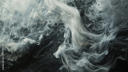 Swirling tendrils of smoke weave intricate patterns against a stark backdrop.