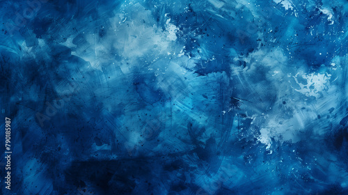 Abstract Watercolor Paint Background with Dark Blue Color Grunge and Noise Texture for Banner