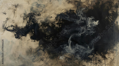 Upon an empty canvas, tendrils of obsidian smoke unfurl with silent grace, casting shadows of forgotten memories and lost aspirations in their delicate wake.