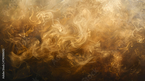 Within the confines of an empty canvas, tendrils of golden smoke dance in harmonious rhythm, capturing the essence of fleeting moments and eternal beauty.