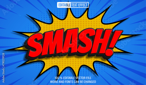 Editable 3d text style effect - Smash Comic Cartoon text effect Template