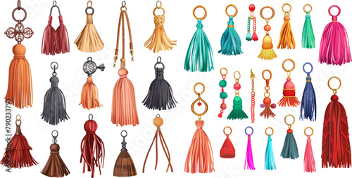 Tassels accessories. Isolated illustration symbols set