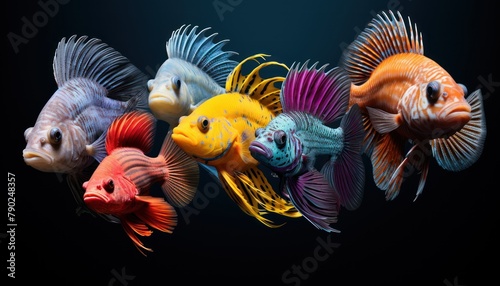 Colorful tropical fish with sharp fins, underwater sea life