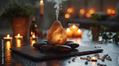 A zen spa setting with incense and candles
