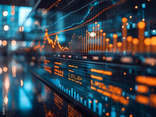 Digital composite of stock market data displays