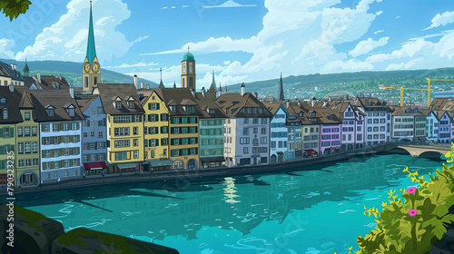 Zurich Old Town cartoon