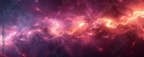 Bright lightning flash in a stormy climate, dark clouds and fierce energy, thunderbolt and high voltage themes, powerful night weather phenomenon