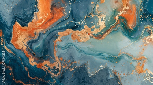 A marbled blend of terracotta orange and Aegean blue, with a subtle shimmer of gold leaf. 