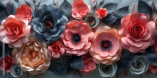 Rosen in weichen Farben, Rosen aus Papier, Muster aus farbenfrohen Rosen