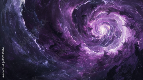 A surreal cosmic vortex texture space abstract art from an enigmatic original painting for abstract background in black purple color detailed Celestial whirlpool. 
