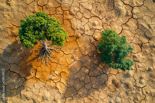 Surviving trees amidst arid desertification