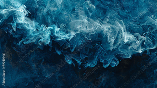Velvety tendrils of jade smoke swirling against a canvas of midnight blue, weaving tales of ancient forests and hidden realms within the depths of the night. 
