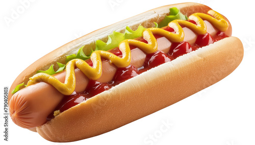 Delicious hot dog Full with ketchup and mustard, Transparent 