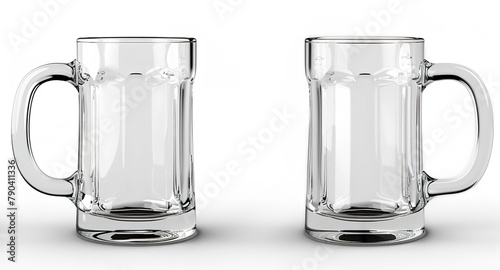High-resolution beer mug mockup, isolated on white, suitable for e-commerce product listings and promotional items, available in front, side, and back perspectives