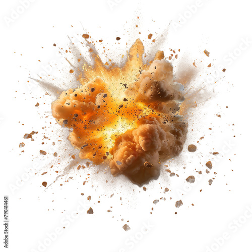 Dangerous Explosive Exploding Ball of Fire Isolated On White Background 