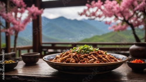 Sichuan Spicy Cold Chicken Shredded chicken served cold in a spicy chili oil sauce