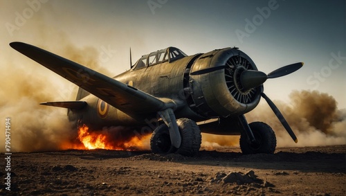 world war planes on fire