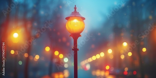 Street Light Standing by Roadside. Generative AI