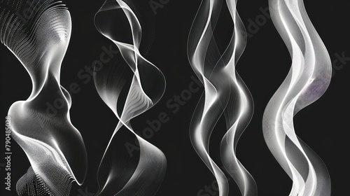 des patterns filaires abstraits blancs sur fond noir ​