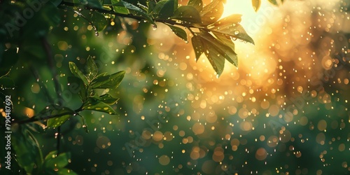 Sun Shining Through Tree Leaves. Generative AI