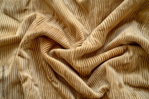 Texture background of velours khaki fabric. Upholstery velveteen texture fabric, corduroy furniture textile material, design interior, decor. Ridge fabric texture close up - generative ai