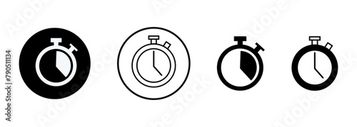 Stopwatch black icon. Countdown icon. Timer sign and symbol.