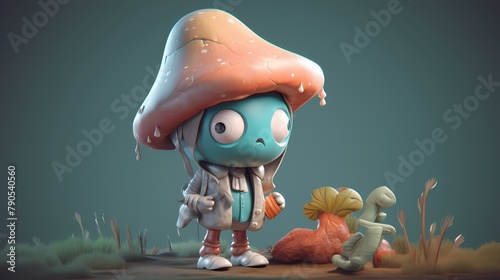 **A whimsical 3D character with a unique design and a hint of mystery