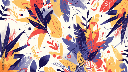 Abstract botanical seamless pattern with foliage or
