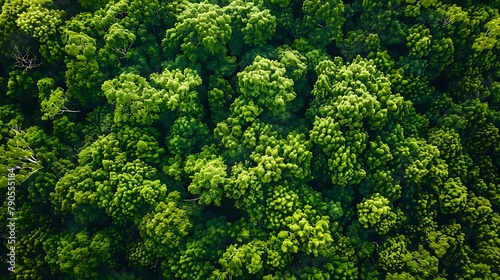 Aerial view of green forest, sustainable resources, ecology