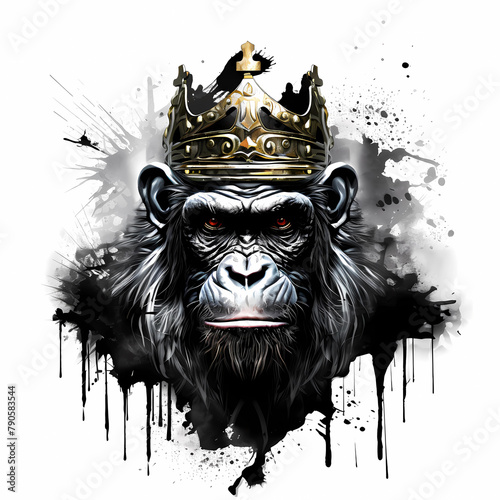 monkey wearing a crown on a white background