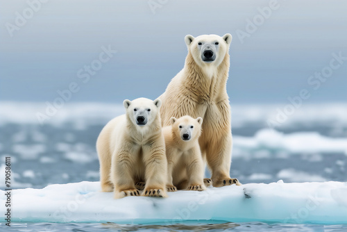 Polar bear on ice floe melting glacier global warming