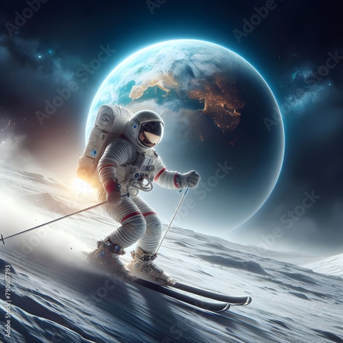 astronaut on the moon skeeting