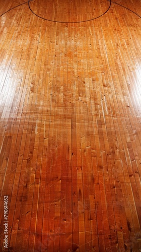 A close-up view captures the textured surface of a basketball court floor