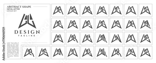 Flat line sharp abstract shape letter L LL logo stamp set