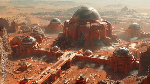 A futuristic gladiator arena on Mars, where combatants use advanced weaponry and armor to entertain colonists